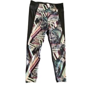 JOY LAB LEGGINGS BLACK WITH MULTICOLOR DESIGN SIZE XL